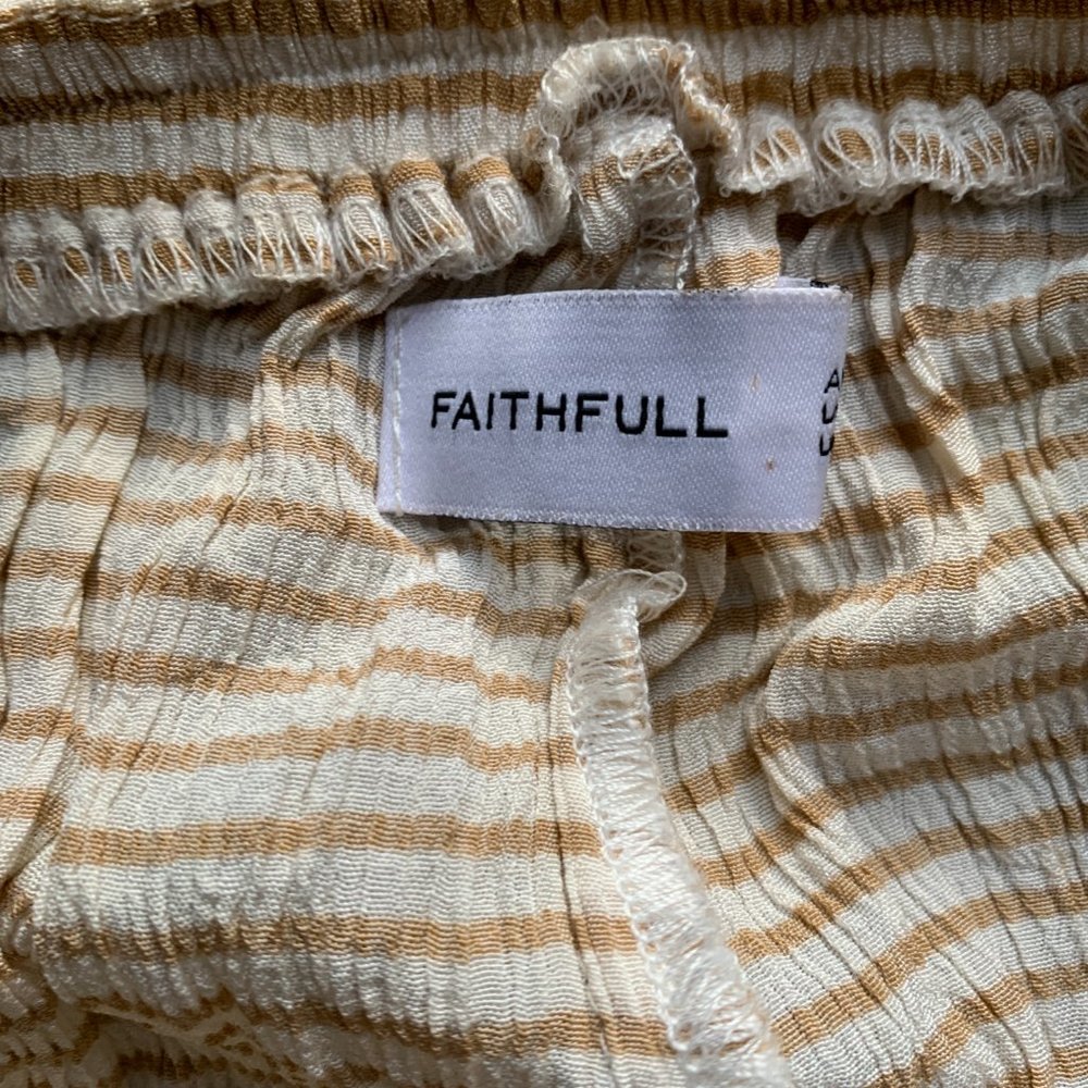 SOLD Faithfull The Brand Montero Pants white / yellow flowy pants striped tie - Picture 7 of 8